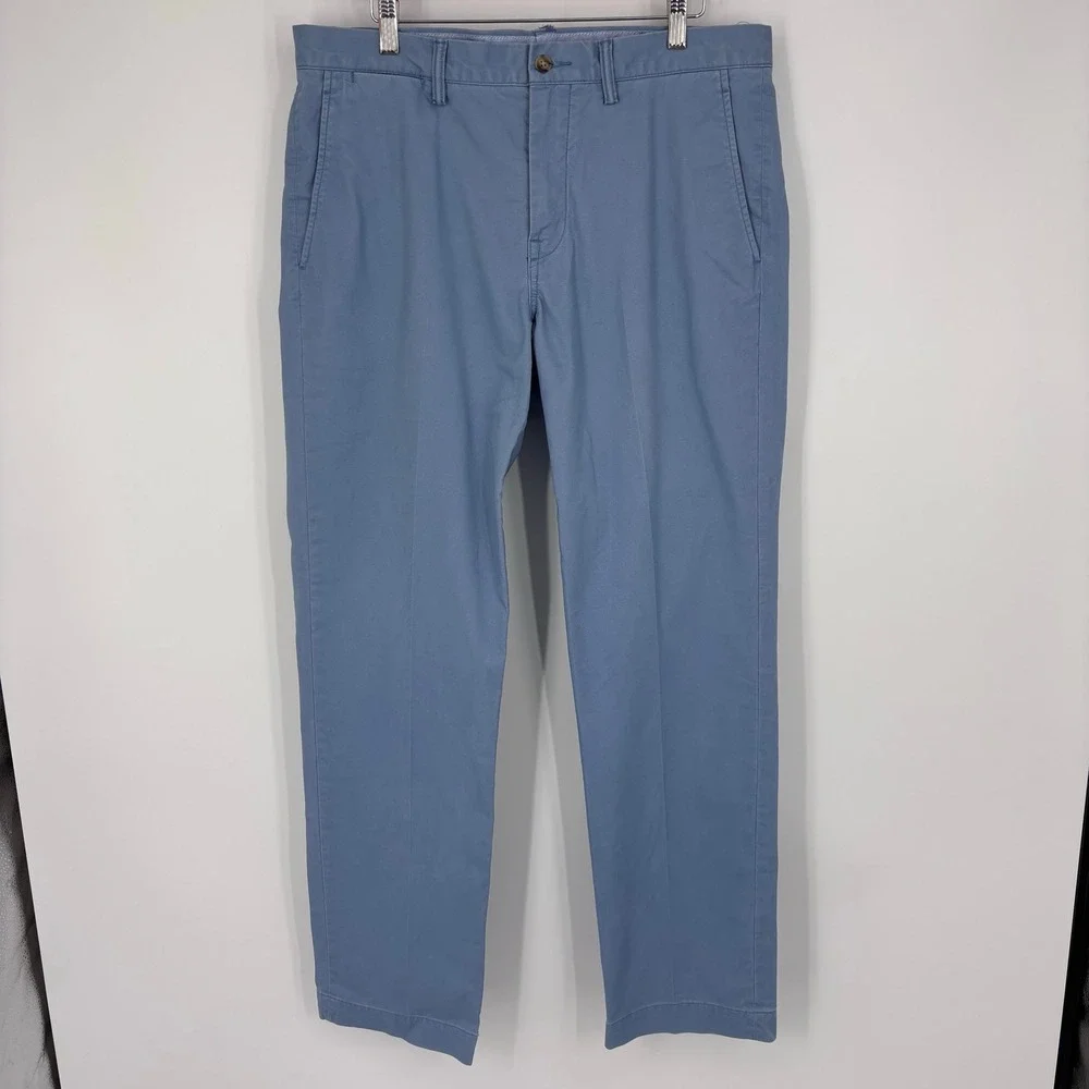 Polo Ralph Lauren Chino Pants Mens 35x32 Blue Twill Stretch Straight Fit Preppy